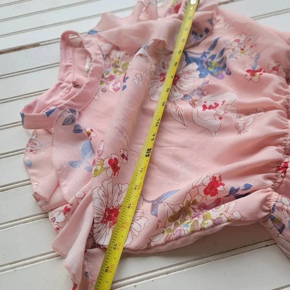 Ava Yelly Pink Floral Ruffle Sleeveless Dress Nordstrom Flowy Keyhole Sz 16 - Picture 5 of 16